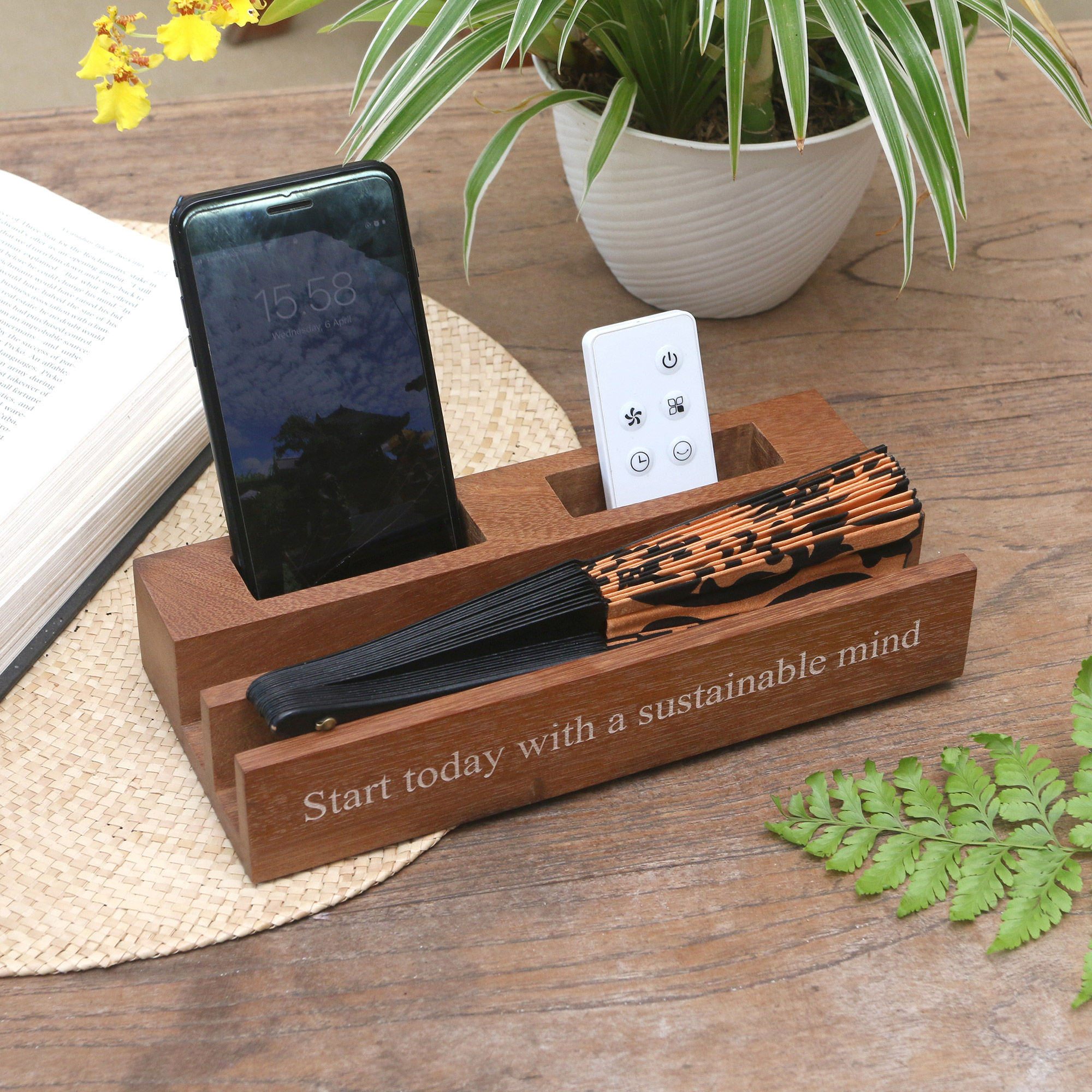 Eco Friendly Reclaimed Wood Desk Organizer from NOVICA