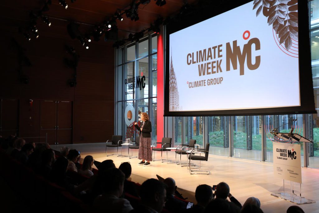 Helen Clarkson addresses the Climate Week NYC Opening Ceremony in 2022