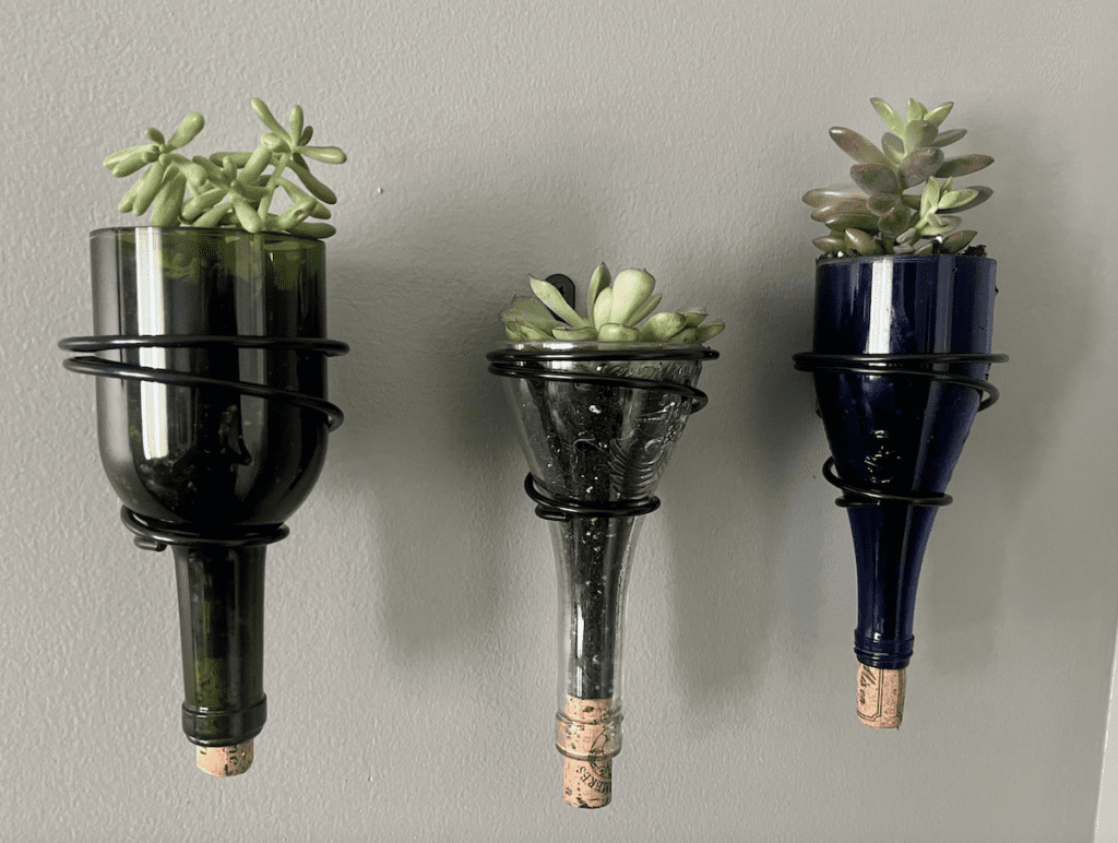 Upcycled Glass Bottle Planters