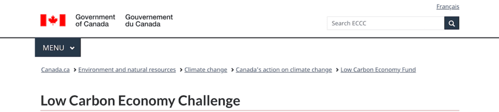 Canadian Government Launches Applications for $170 million Low Carbon Economy Challenge